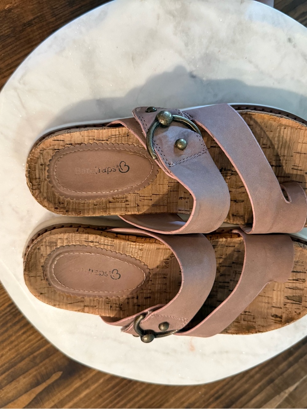 Skechers Women's beige Cork-Style Slide Sandals